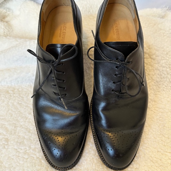 Jack Erwin Made by Hand Leather Black Oxford Shoe Size 11 - Picture 3 of 9